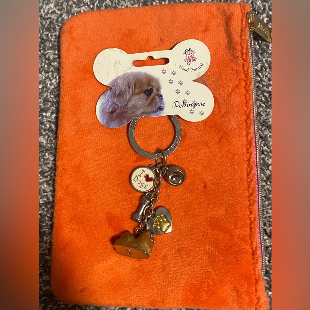NWT Little Gifts Pekingese Hand Painted Dog Key Chain